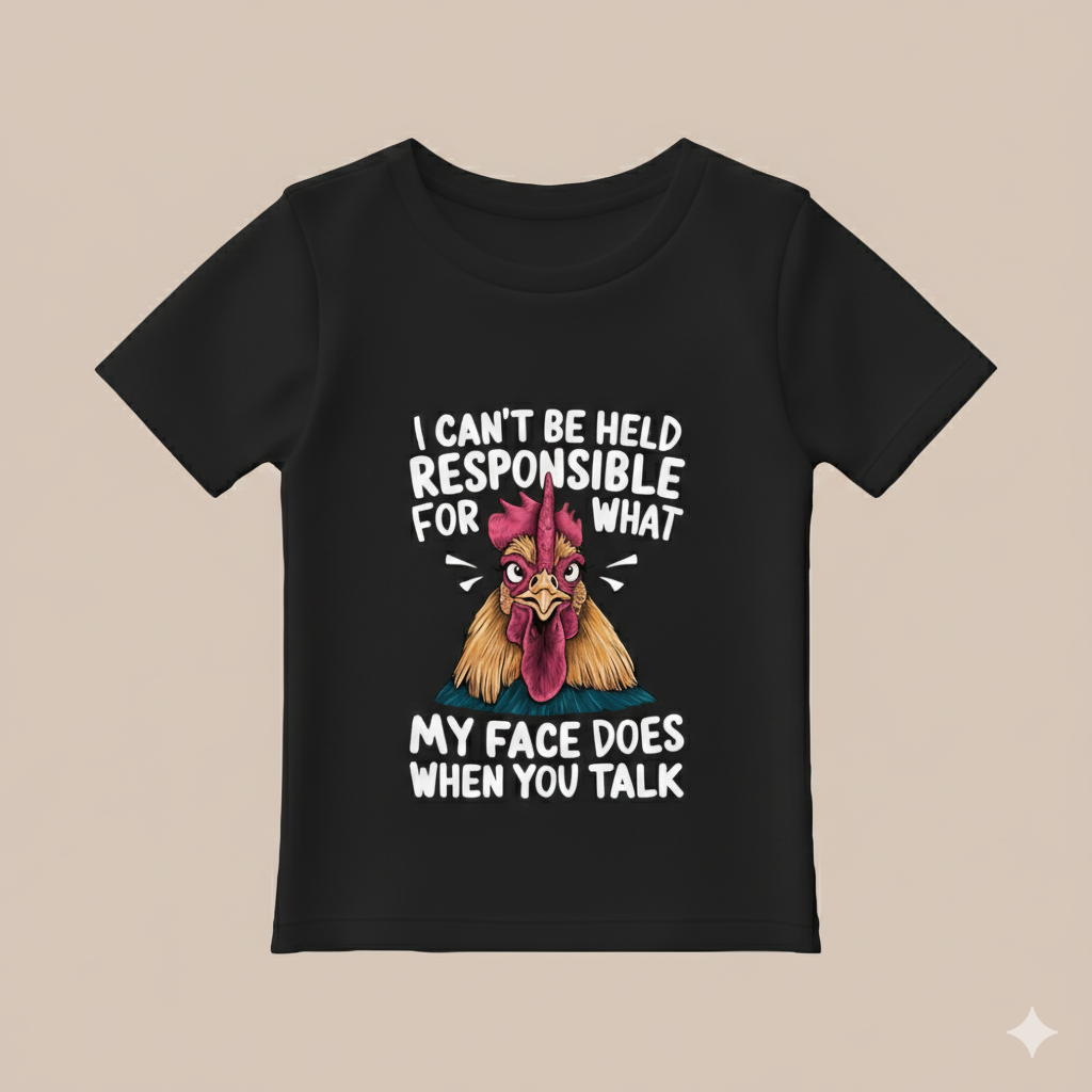 Funny Sarcastic Chicken Graphic Tee – "I Can’t Be Held Responsible" Sassy Humor T-Shirt