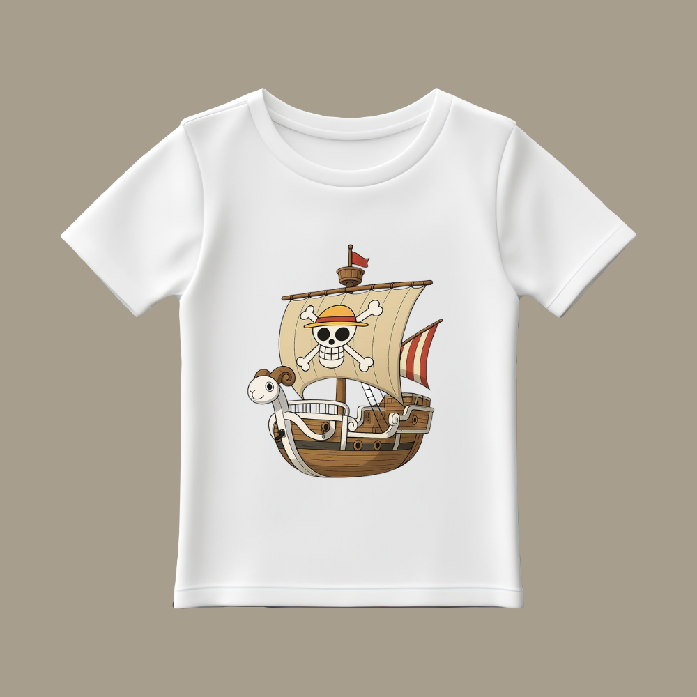 Classic Pirate Ship "Going Merry" Graphic Tee – Premium White Cotton Unisex T-Shirt