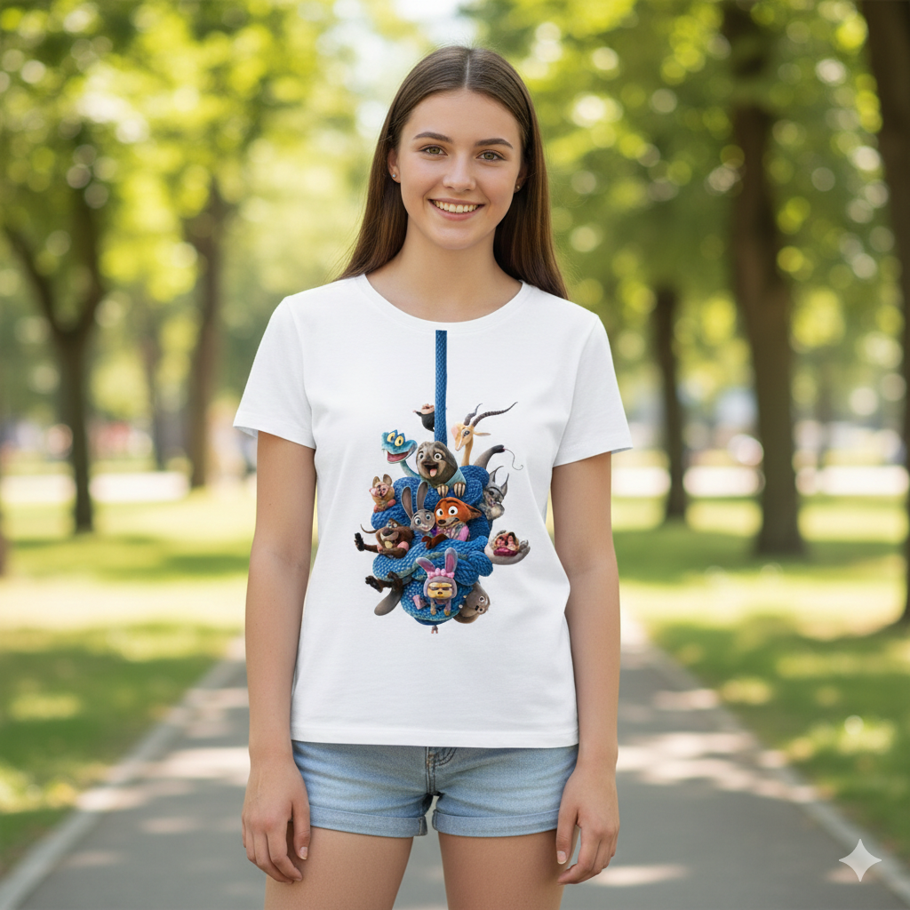 Zootopia "Wild Tangle" Character Graphic Tee – Premium White Cotton Unisex T-Shirt
