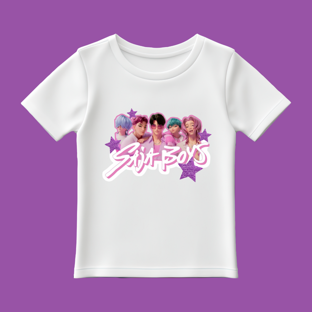 Saja Boys K-Pop Inspired Graphic Tee – Purple Star Idol Group Fan T-Shirt