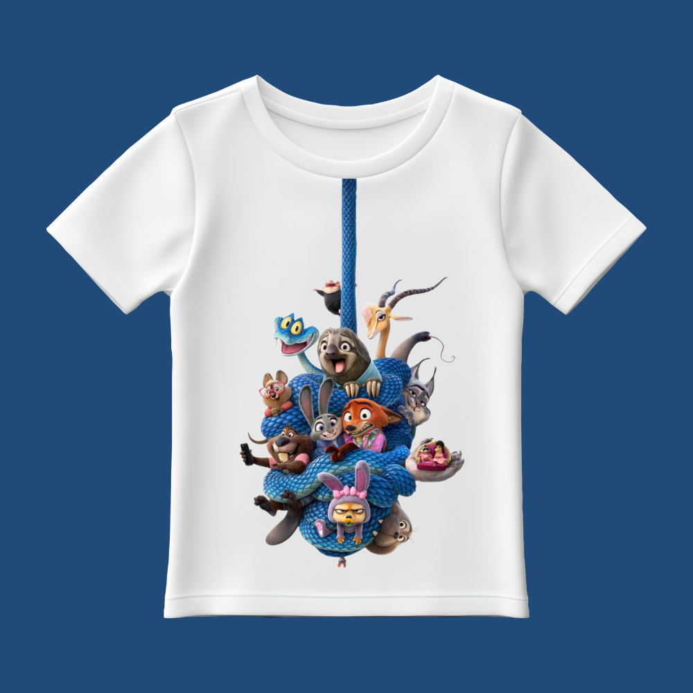 Zootopia "Wild Tangle" Character Graphic Tee – Premium White Cotton Unisex T-Shirt
