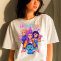 HUNTRXX Anime Graphic T-Shirt - Magical Girl Trio & Blue Cat Tee