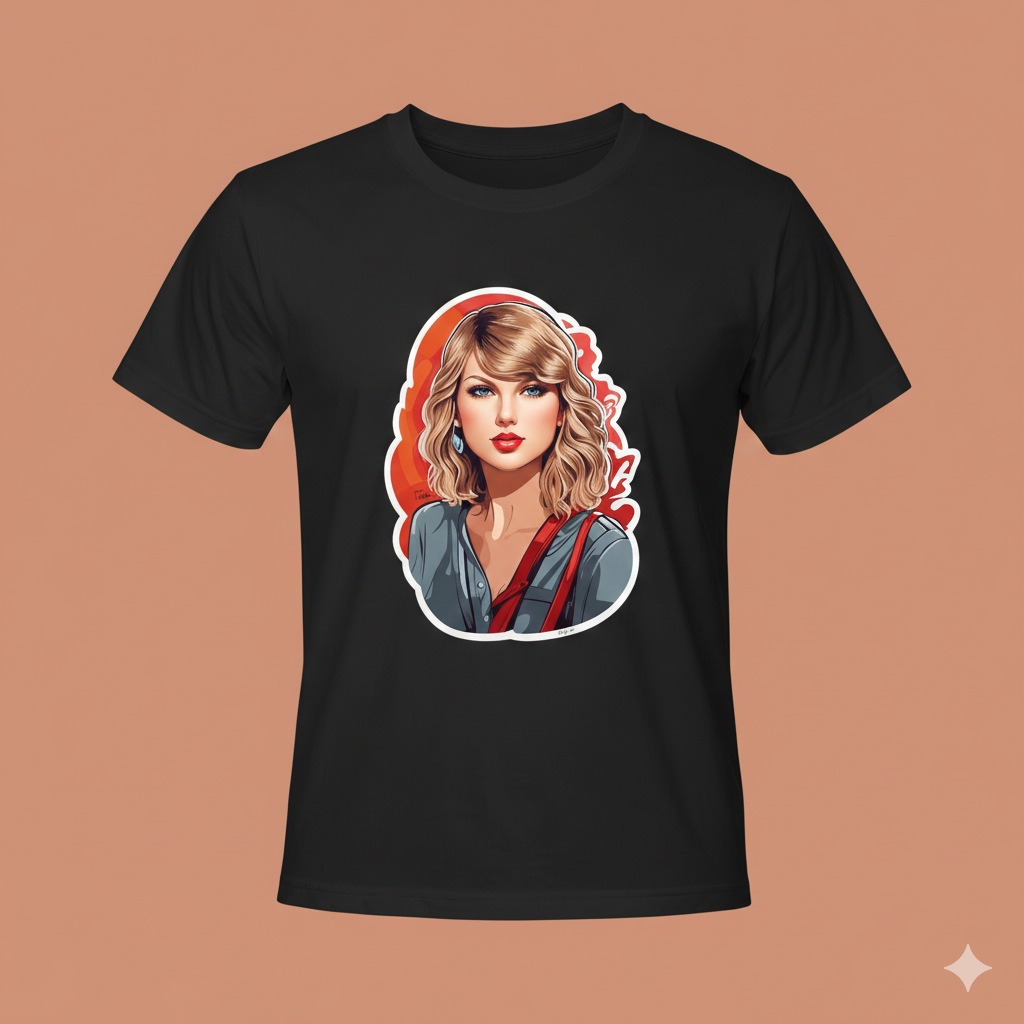 Iconic Pop Star Portrait Graphic Tee – Modern Art Fan Merchandise T-Shirt