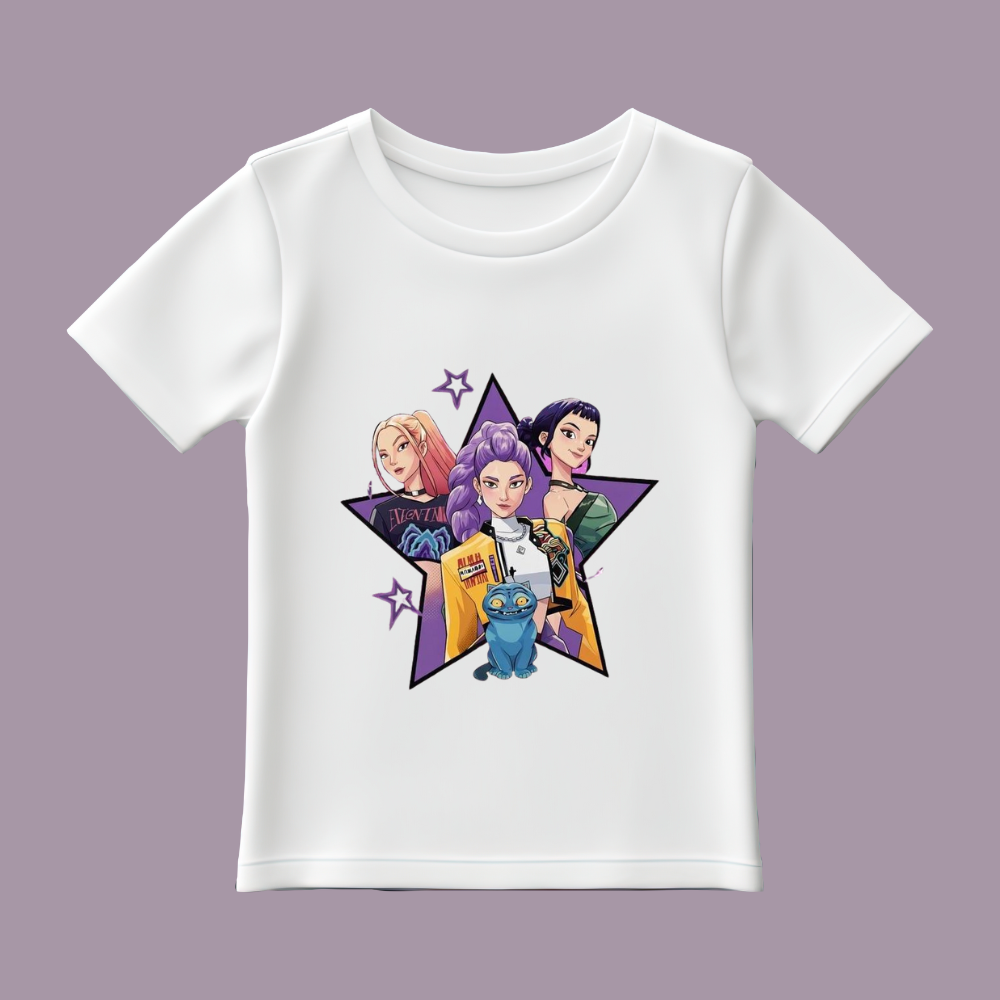K-Pop Star Girl Group Graphic Tee – Kawaii Anime Style Idol Fan T-Shirt