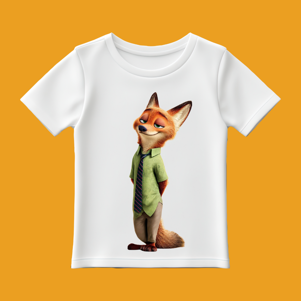 Zootopia "Sly Nick Wilde" Graphic Tee – Premium White Cotton T-Shirt