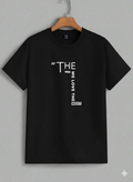 Minimalist Vertical Statement T-Shirt - Black & White Essential