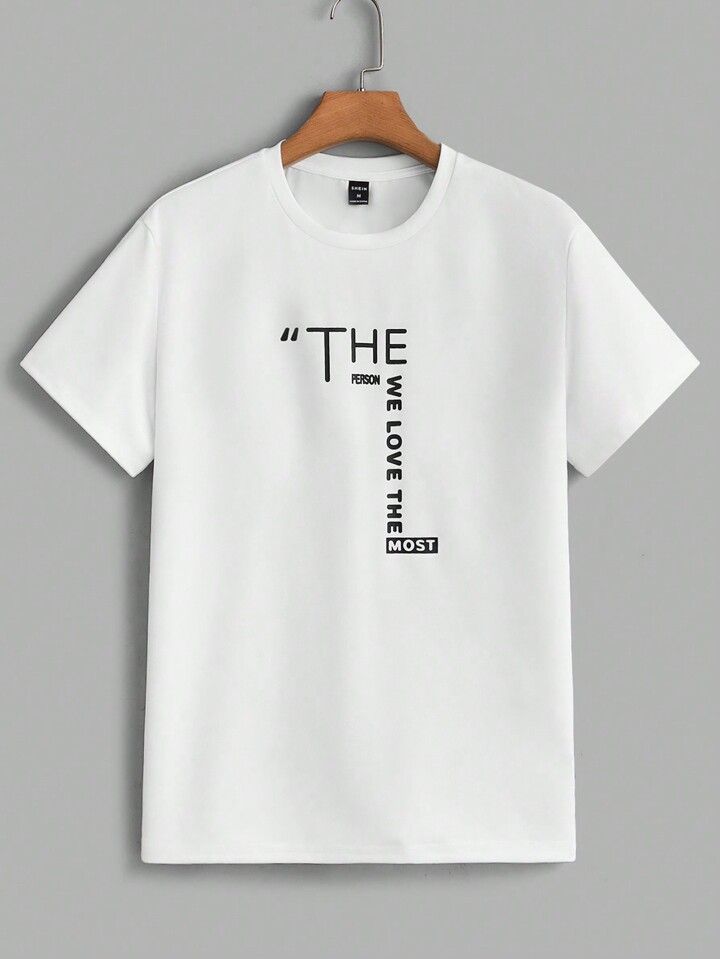 Minimalist Vertical Statement T-Shirt - Black & White Essential
