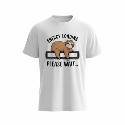 "Energy Loading" Funny Sloth T-Shirt – Cute Lazy Animal Graphic Tee