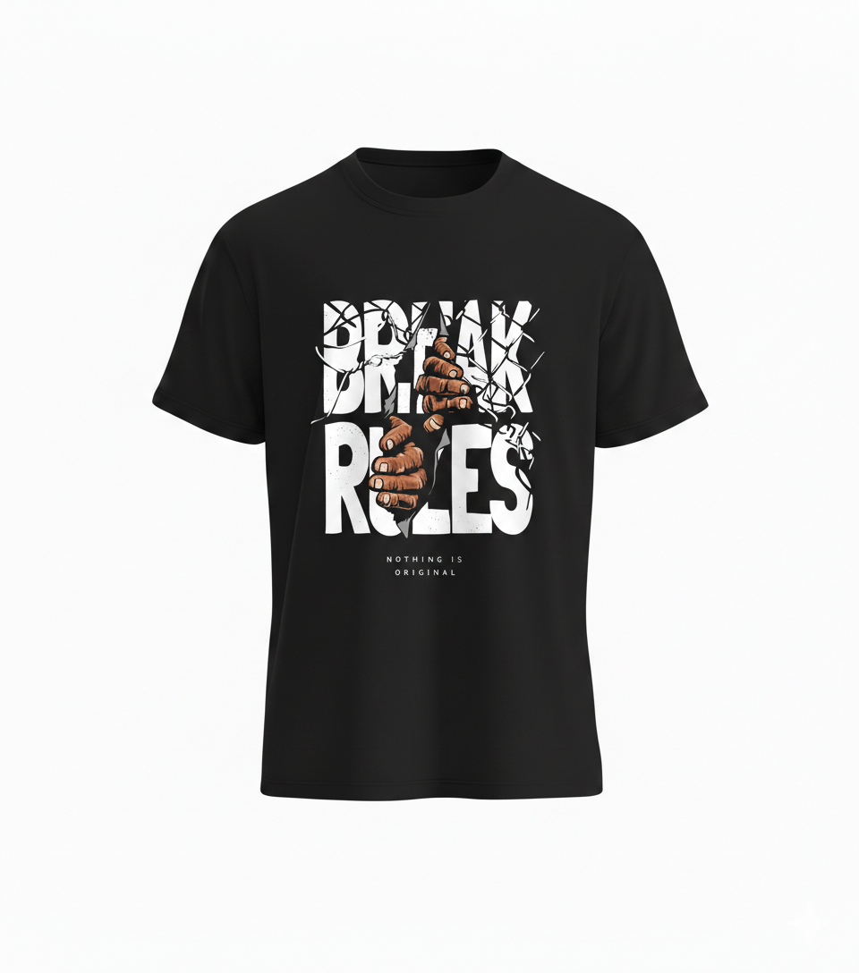 "Break Rules" Streetwear Graphic Tee – Bold Urban Aesthetic T-Shirt