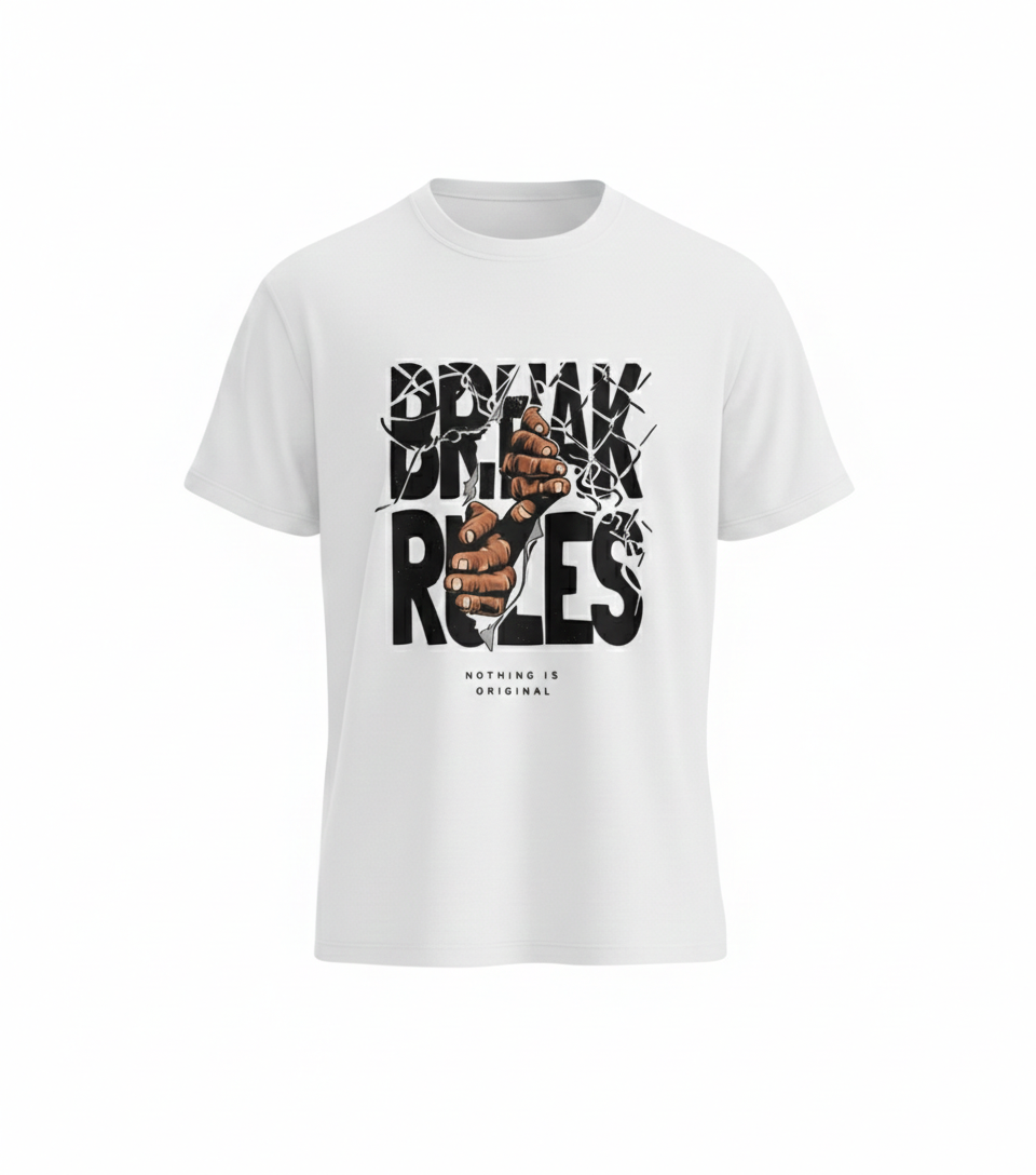 "Break Rules" Streetwear Graphic Tee – Bold Urban Aesthetic T-Shirt